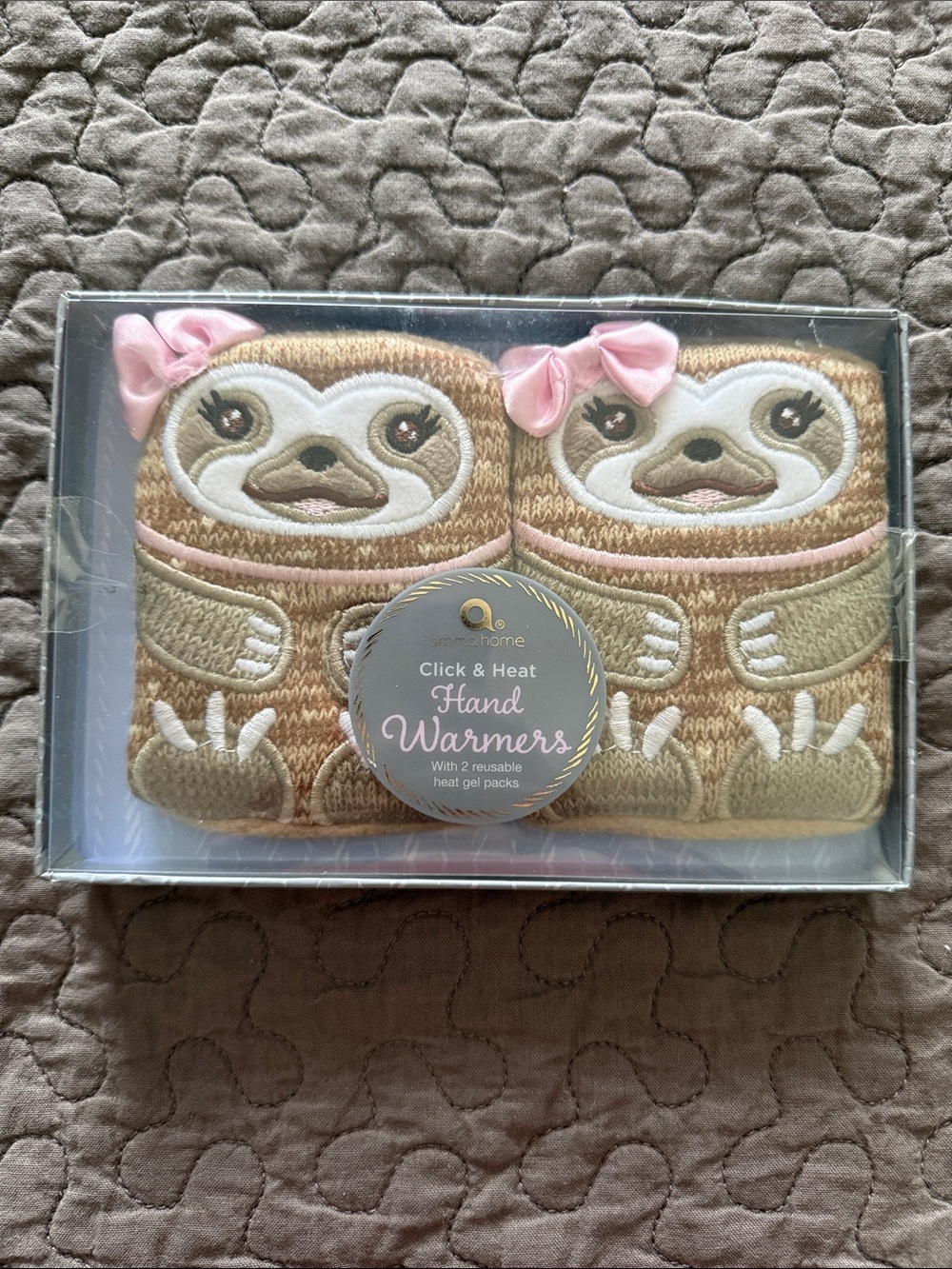 Aroma Home Sloth Click & Heat Hand Warmers in Pink and Tan